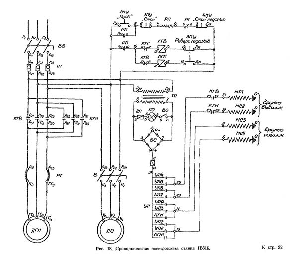 1Б318 Схема електрична токарно-револьверного верстата